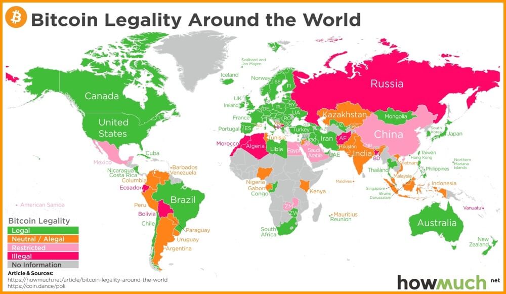 Legal Status And Regulations Regarding Bitcoin Over The World - 